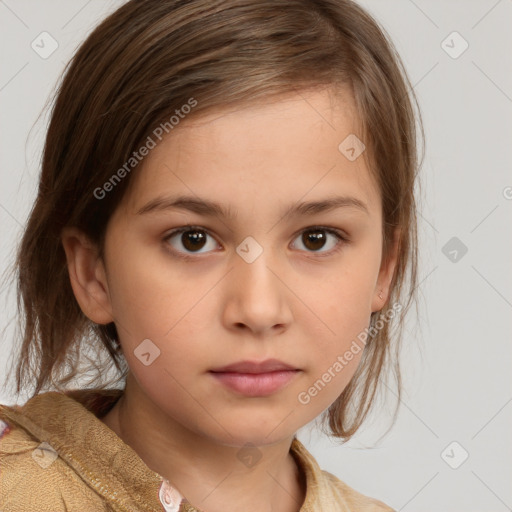 Neutral white child female with medium  brown hair and brown eyes