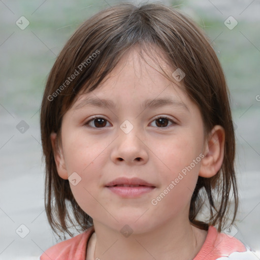 Neutral white child female with medium  brown hair and brown eyes