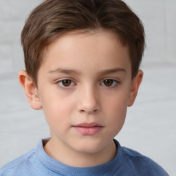 Neutral white child male with short  brown hair and brown eyes