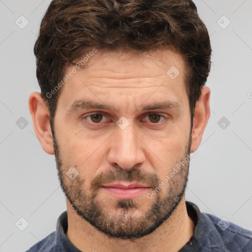 Neutral white adult male with short  brown hair and brown eyes