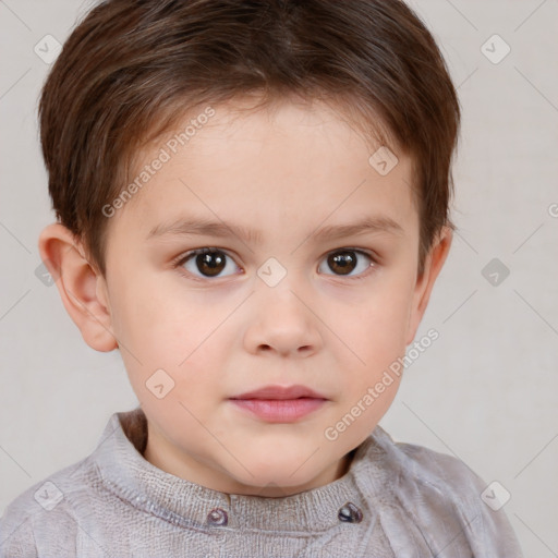 Neutral white child female with short  brown hair and brown eyes