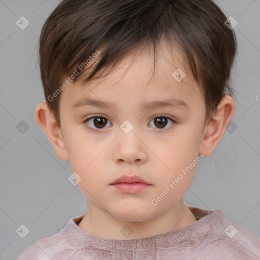 Neutral white child male with short  brown hair and brown eyes