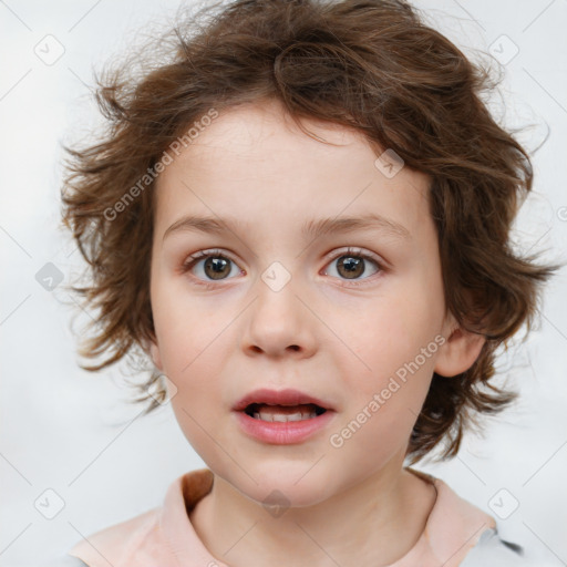 Neutral white child female with medium  brown hair and brown eyes