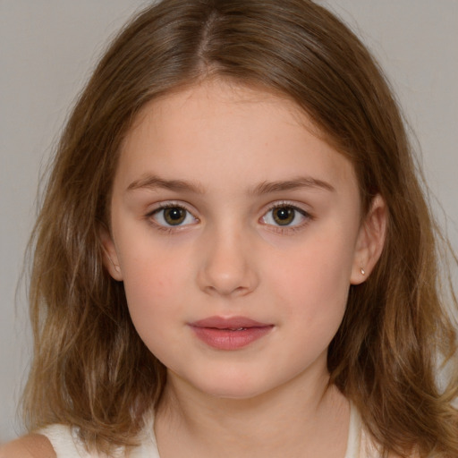 Neutral white child female with medium  brown hair and brown eyes