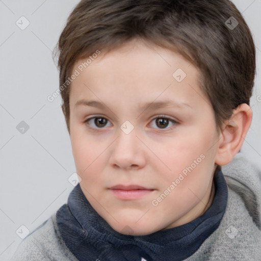 Neutral white child female with short  brown hair and brown eyes