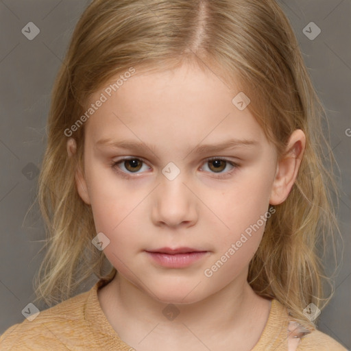 Neutral white child female with medium  brown hair and brown eyes