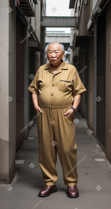 Taiwanese elderly male with  brown hair