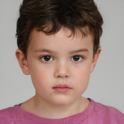 Neutral white child male with short  brown hair and brown eyes