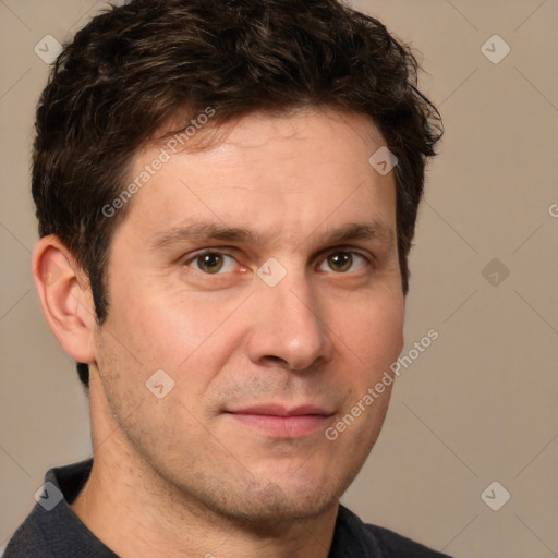 Neutral white adult male with short  brown hair and brown eyes