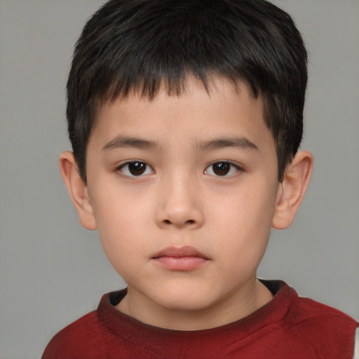 Neutral asian child male with short  brown hair and brown eyes