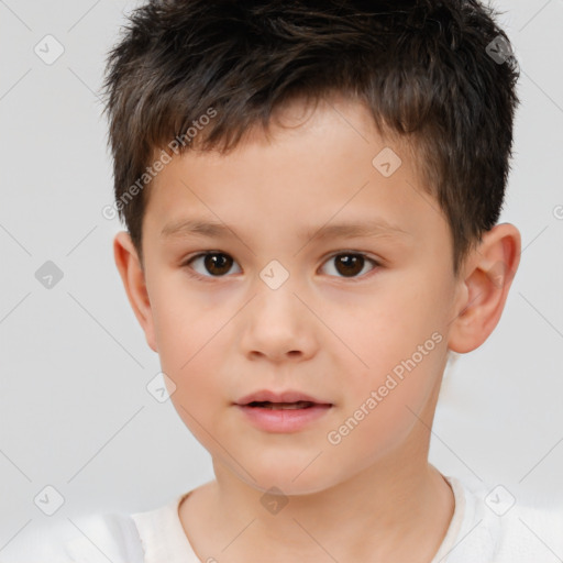 Neutral white child male with short  brown hair and brown eyes