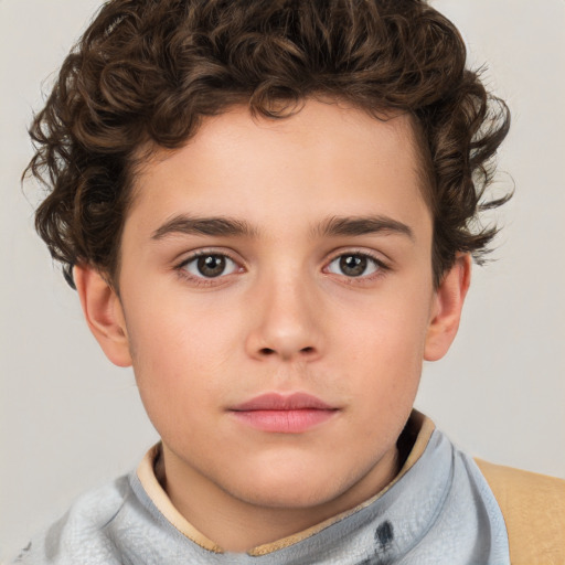 Neutral white child male with short  brown hair and brown eyes