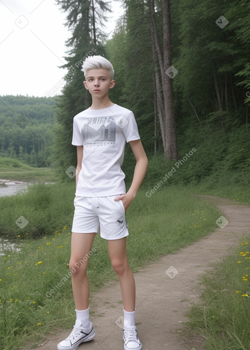 Ukrainian teenager boy with  white hair