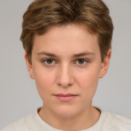 Neutral white child female with short  brown hair and brown eyes