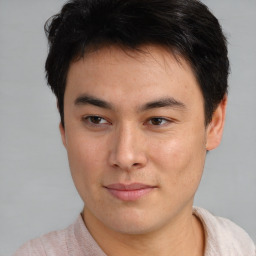 Neutral asian young-adult male with short  brown hair and brown eyes