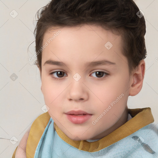 Neutral white child male with short  brown hair and brown eyes