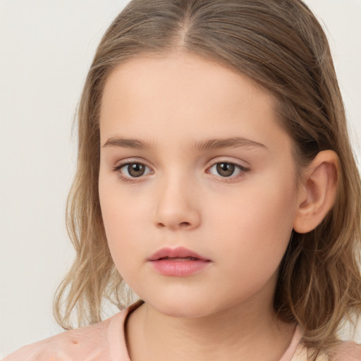 Neutral white child female with medium  brown hair and brown eyes