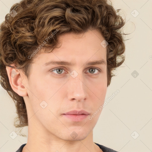 Neutral white young-adult male with medium  brown hair and brown eyes