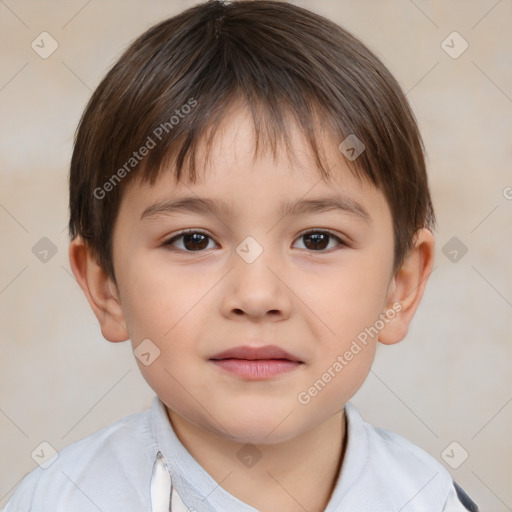 Neutral white child male with short  brown hair and brown eyes