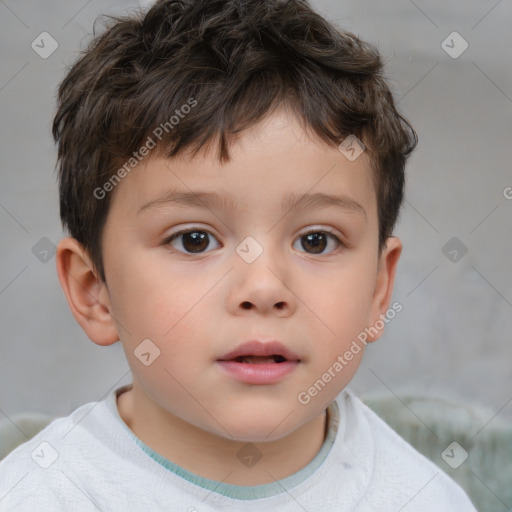 Neutral white child male with short  brown hair and brown eyes