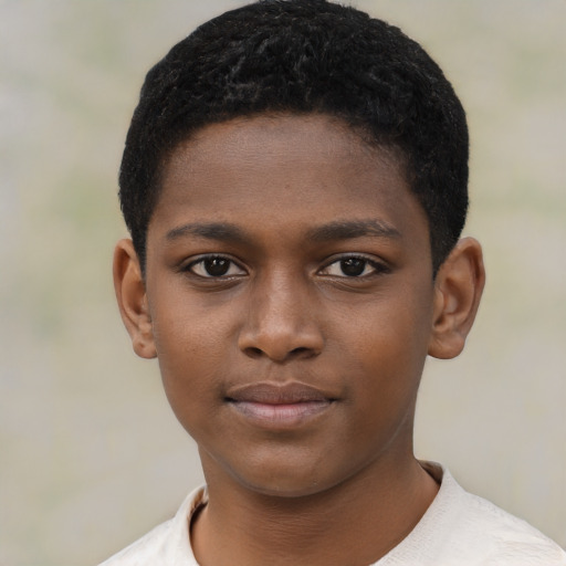 Neutral black child female with short  brown hair and brown eyes