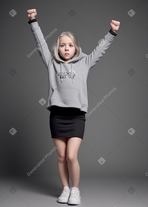 Canadian child girl with  gray hair