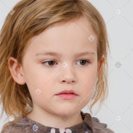 Neutral white child female with medium  brown hair and brown eyes