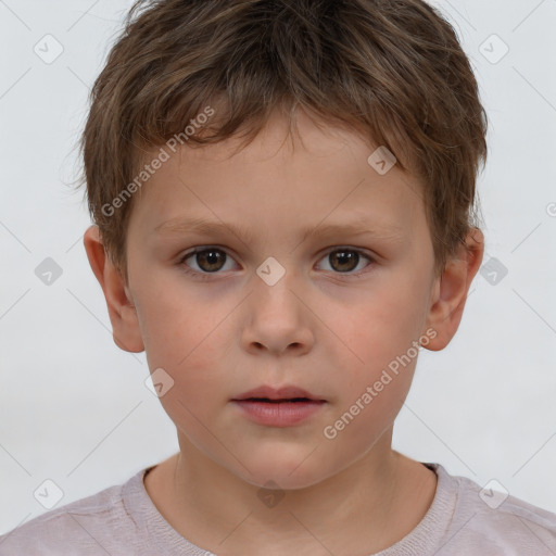 Neutral white child male with short  brown hair and brown eyes