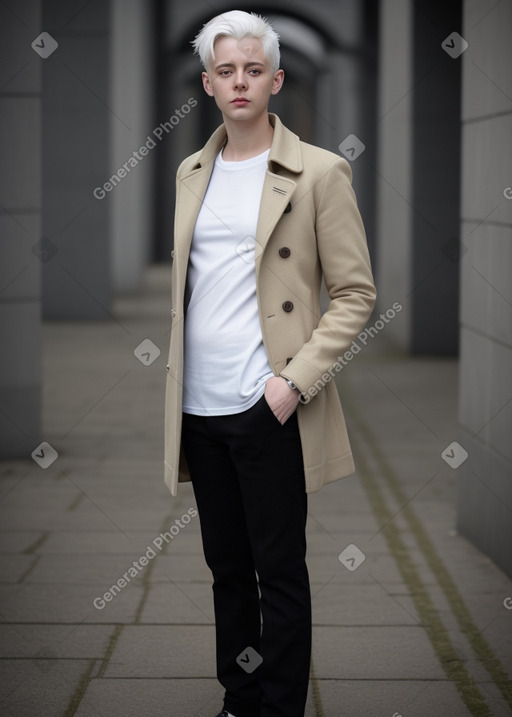 Belgian adult non-binary with  white hair