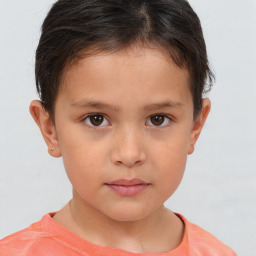 Neutral white child female with short  brown hair and brown eyes