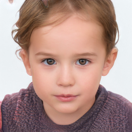 Neutral white child female with short  brown hair and brown eyes