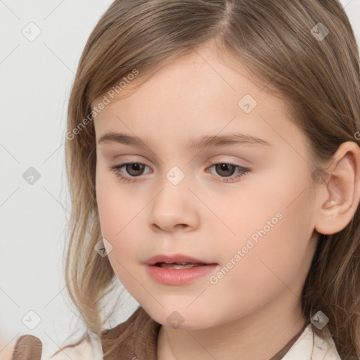 Neutral white child female with medium  brown hair and brown eyes