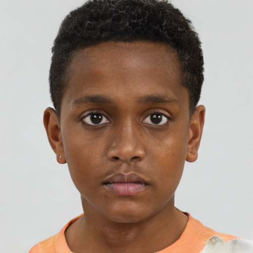 Neutral black young-adult male with short  brown hair and brown eyes