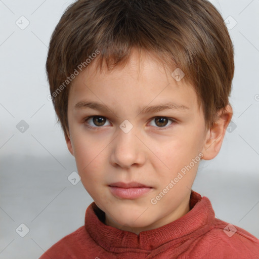 Neutral white child male with short  brown hair and brown eyes