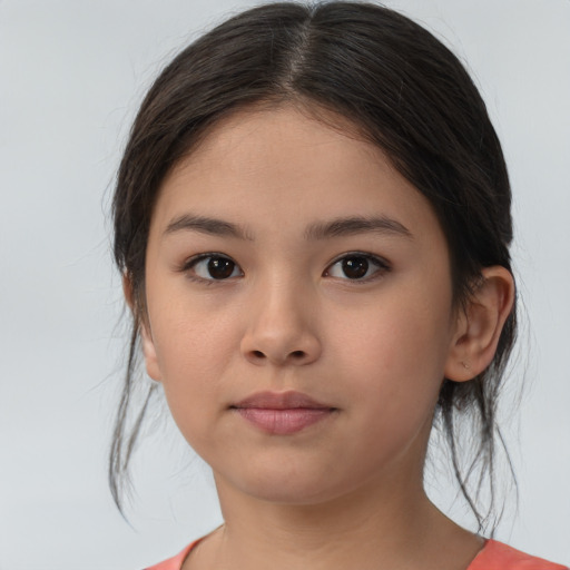 Neutral asian child female with medium  brown hair and brown eyes