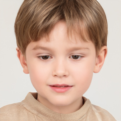 Neutral white child male with short  brown hair and grey eyes