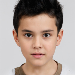 Neutral white child male with short  brown hair and brown eyes