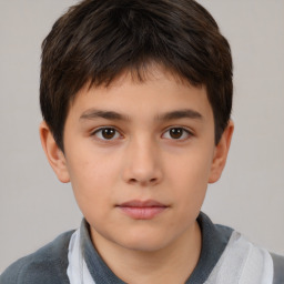 Neutral white child male with short  brown hair and brown eyes