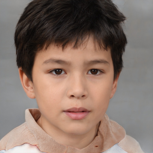 Neutral white child male with short  brown hair and brown eyes