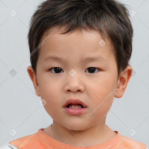 Neutral white child male with short  brown hair and brown eyes