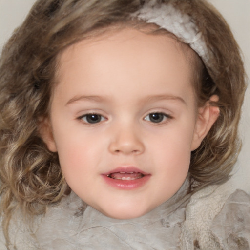 Neutral white child female with medium  brown hair and brown eyes