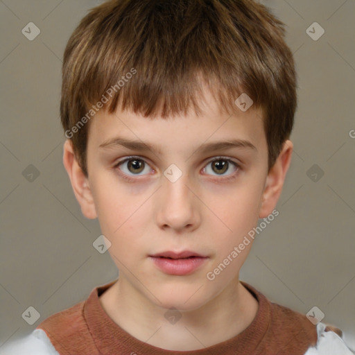 Neutral white child male with short  brown hair and brown eyes