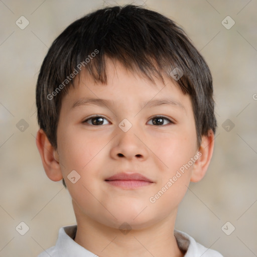 Neutral asian child male with short  brown hair and brown eyes