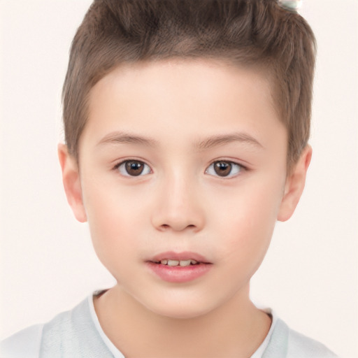 Neutral white child male with short  brown hair and brown eyes