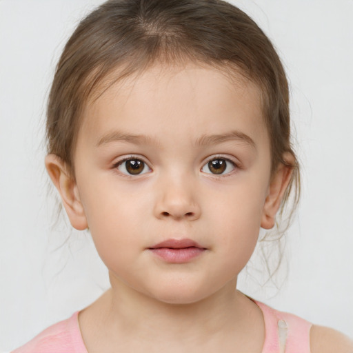 Neutral white child female with medium  brown hair and brown eyes