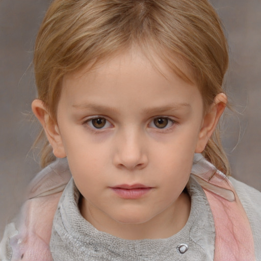 Neutral white child female with medium  brown hair and brown eyes