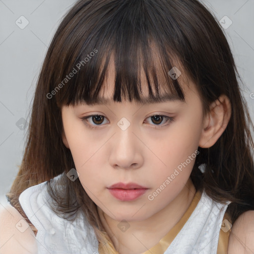 Neutral white child female with medium  brown hair and brown eyes