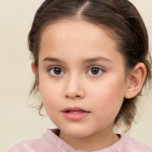 Neutral white child female with medium  brown hair and brown eyes