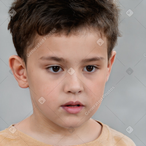 Neutral white child male with short  brown hair and brown eyes