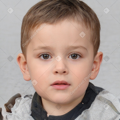 Neutral white child male with short  brown hair and brown eyes